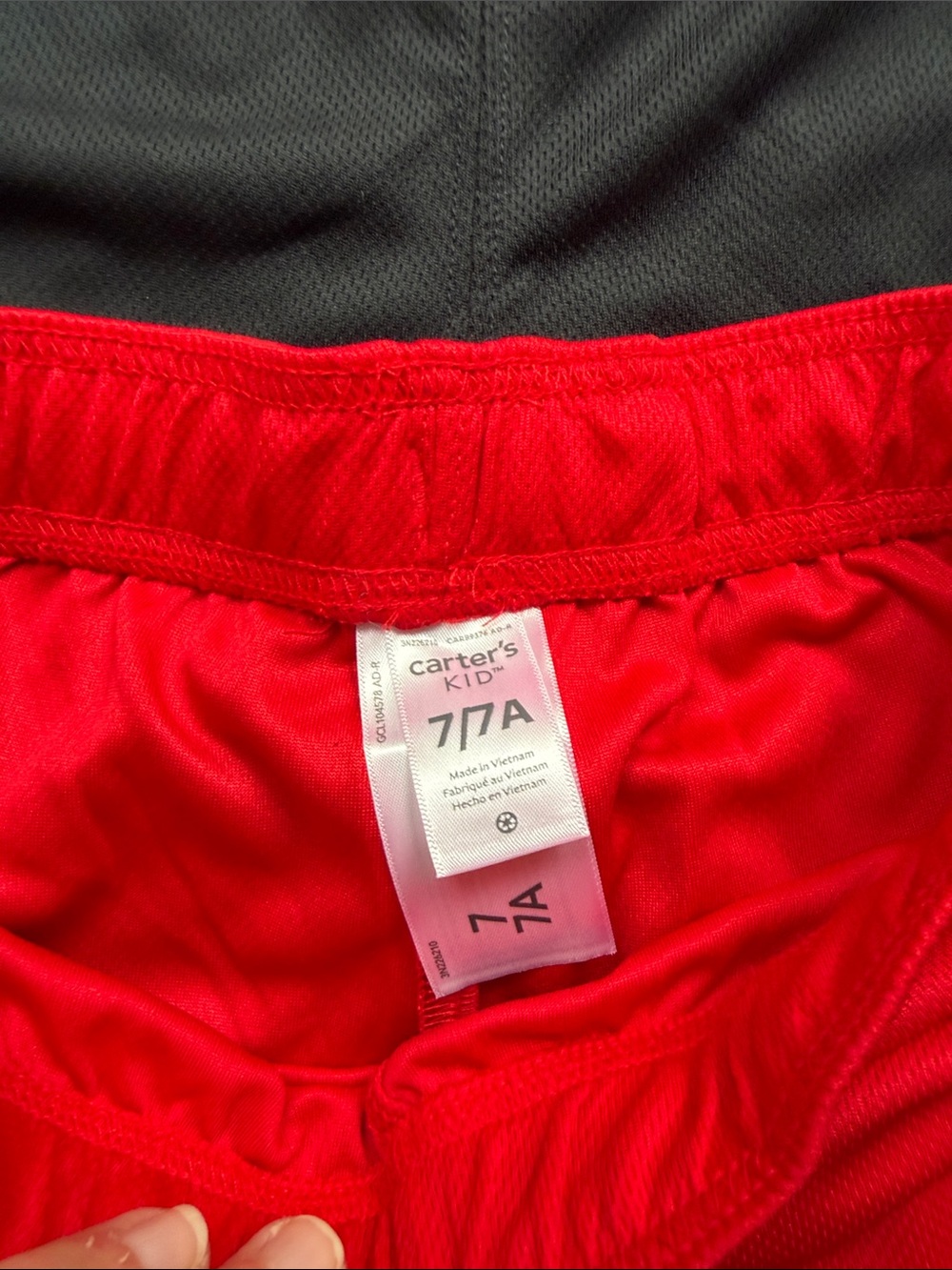 NWT 2 Carters boys size 7 Athletic Mesh Shorts - Red and Black with Gray Sides - Picture 3 of 5